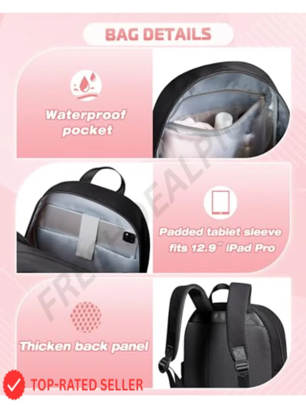 Water Repellent Mini Backpack with RFID Blocking Pocket